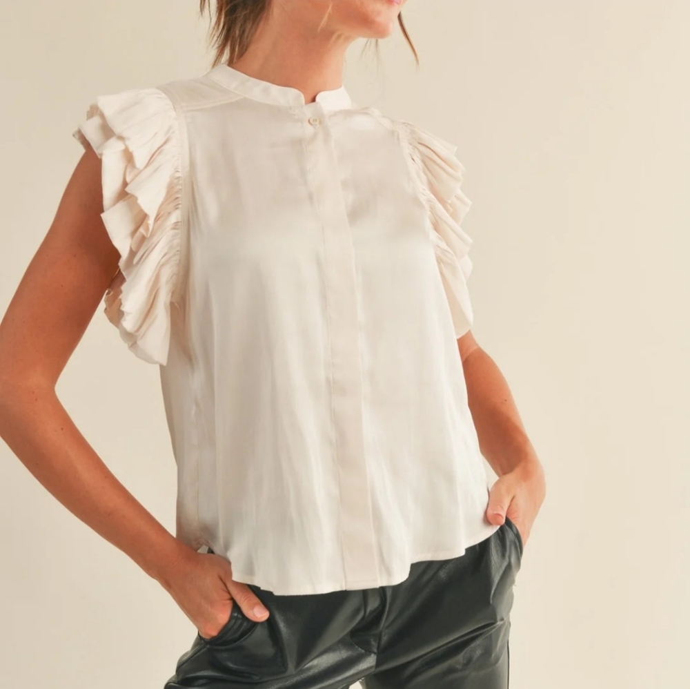 NWT The Reset ivory satin blouse